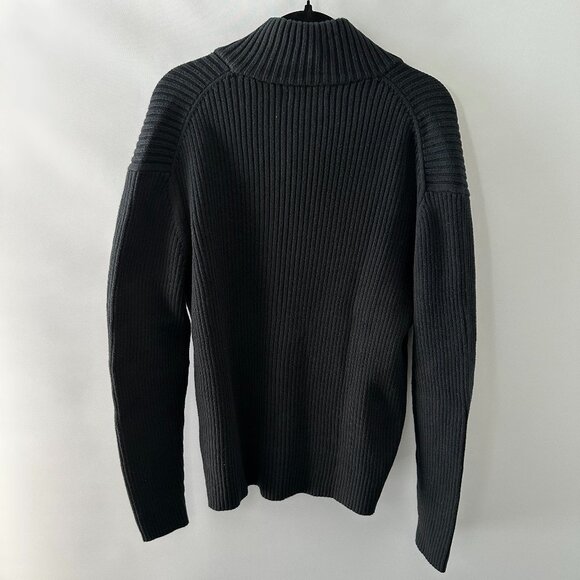 Express Men's XL Black Ribbed Full Zip-Up Sweater 100% Cotton - Picture 10 of 16